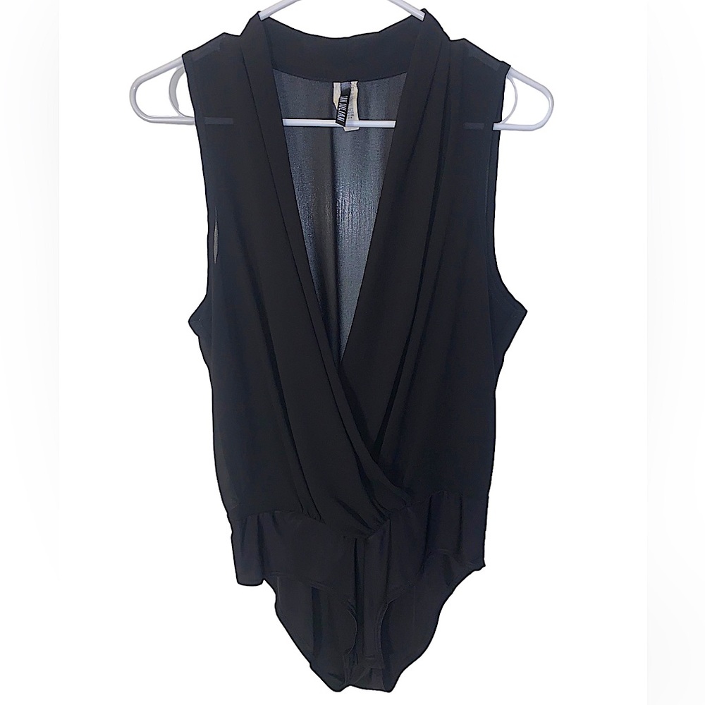 NWOT San Julian Black Sheer V-Neck Bodysuit